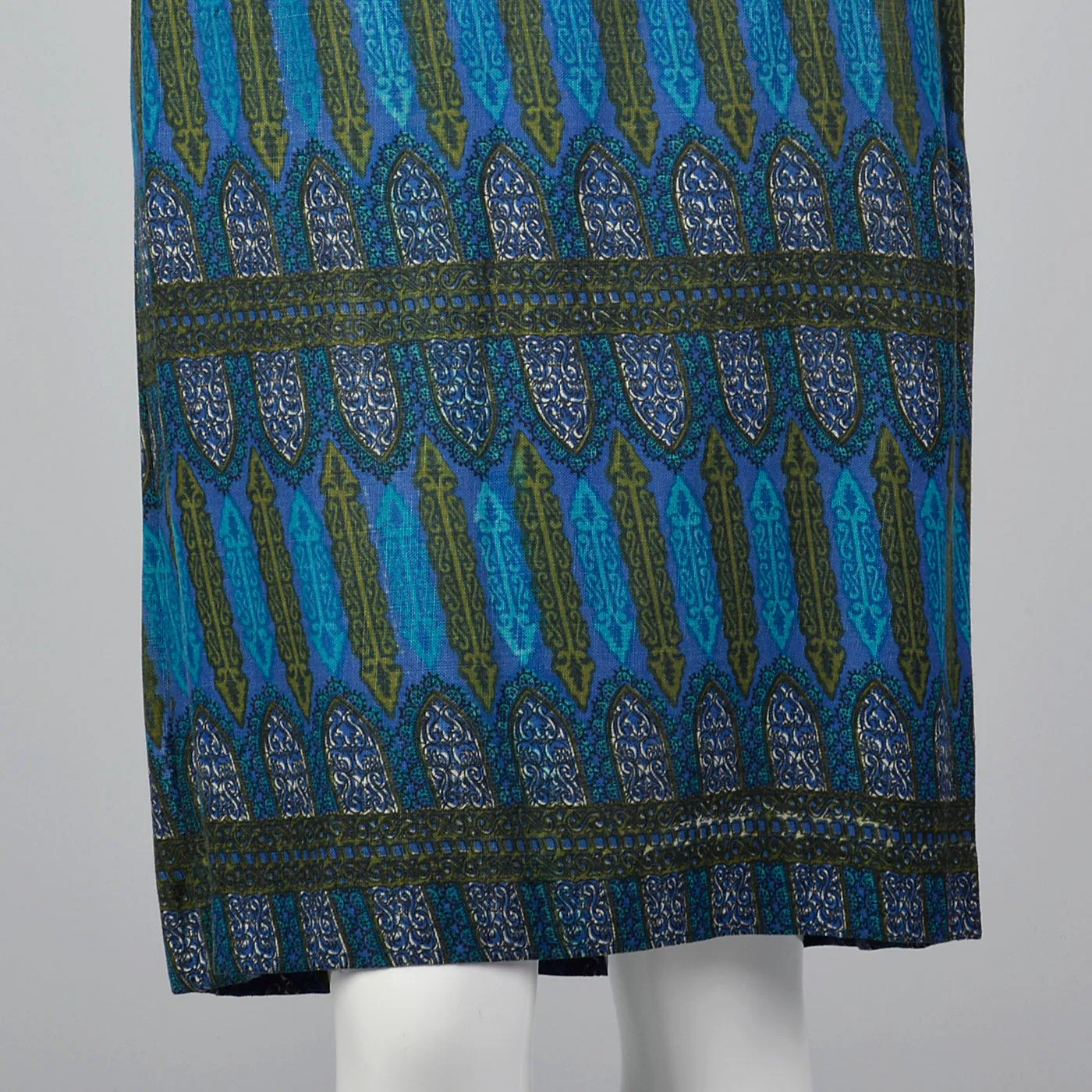 1960s Blue Printed Jacket with Matching Skirt