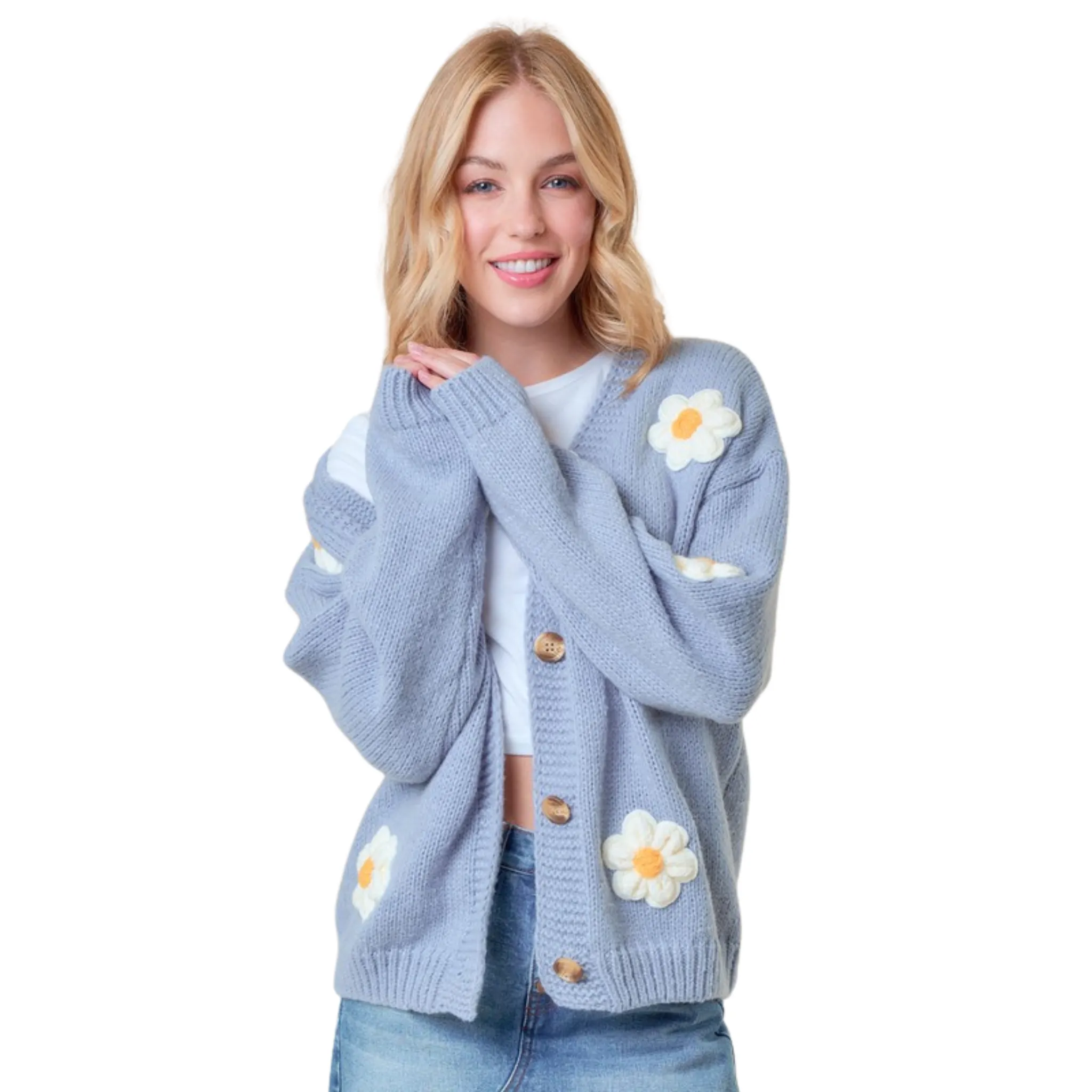 3D Patched Floral Cardigan