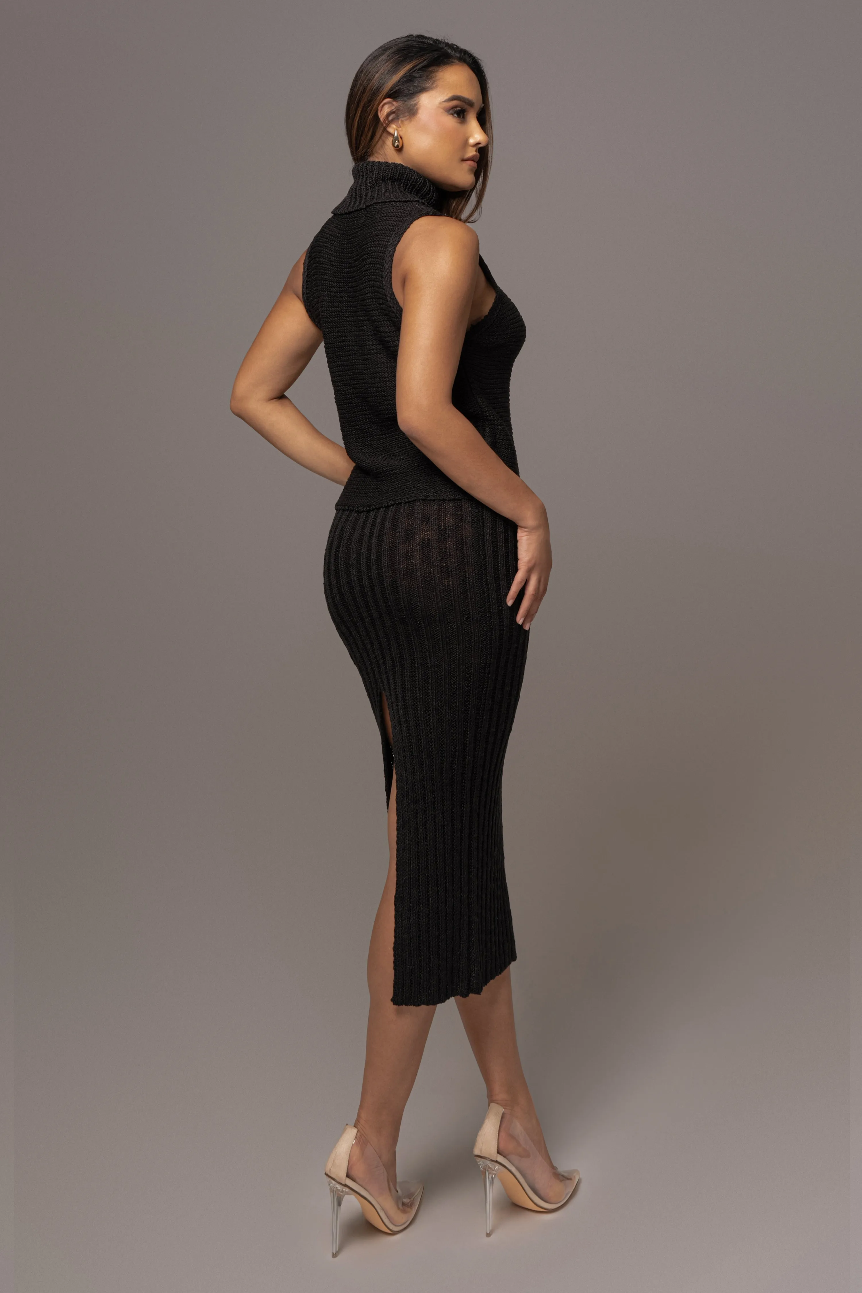Black Leida Knit Skirt Set