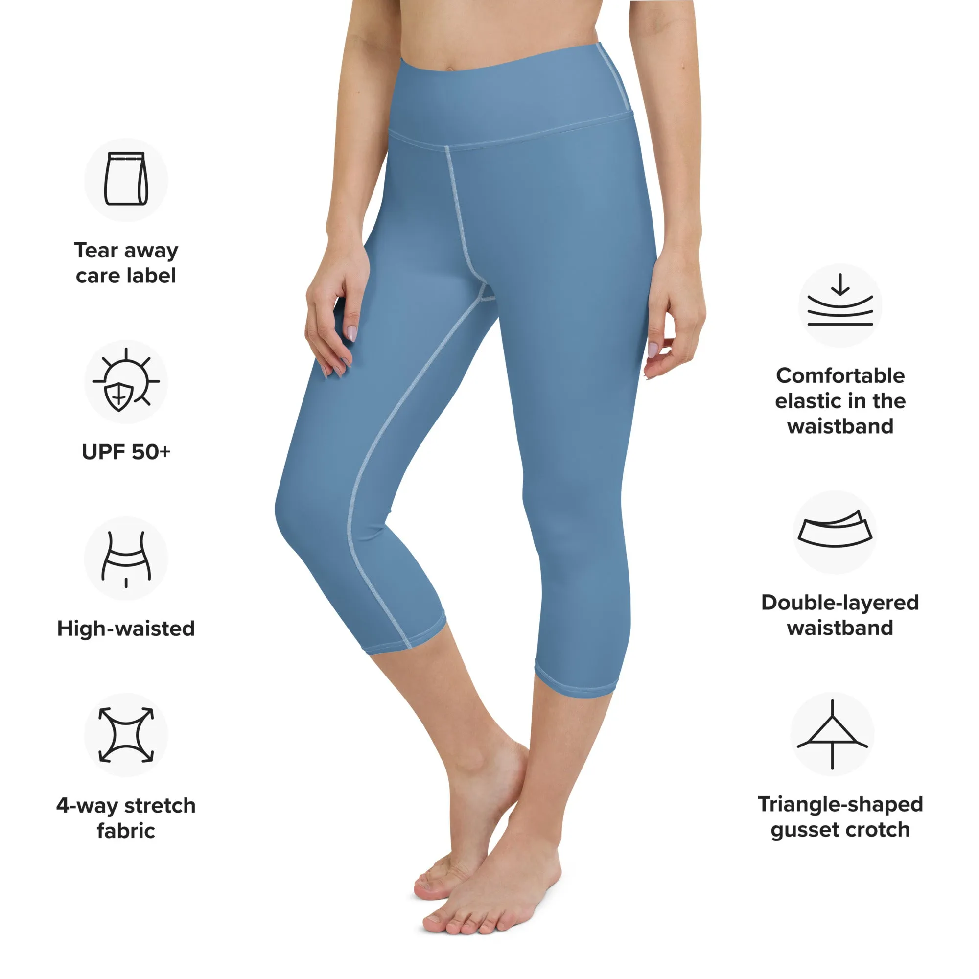 Blue Slate Yoga Capri Leggings, lioness-love
