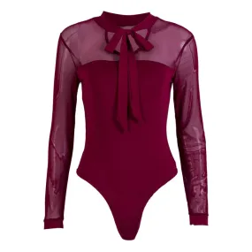 Bow Collar Long Sleeve Bodysuit