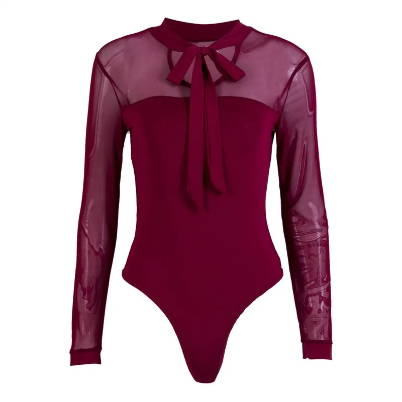 Bow Collar Long Sleeve Bodysuit