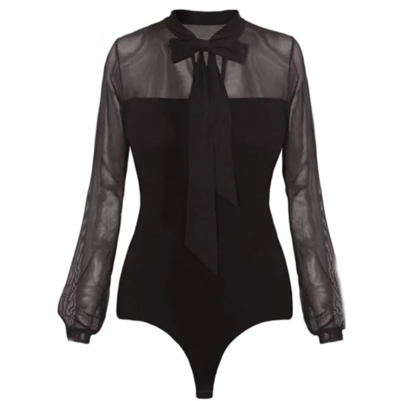 Bow Collar Long Sleeve Bodysuit