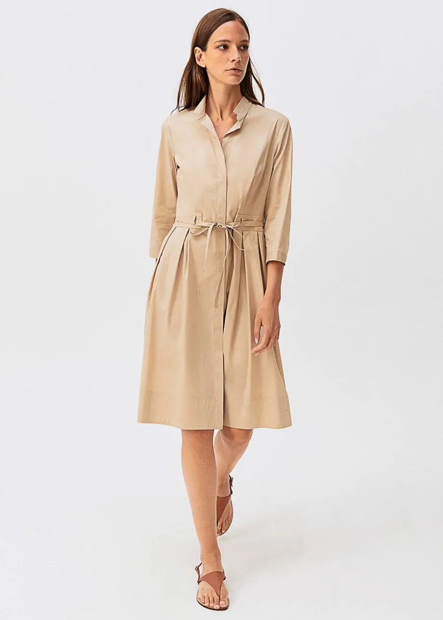 Elbow Sleeve Dress - Beige
