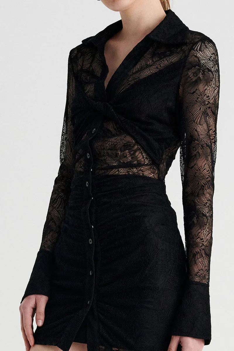 Gemini Lace Mini Shirt Dress