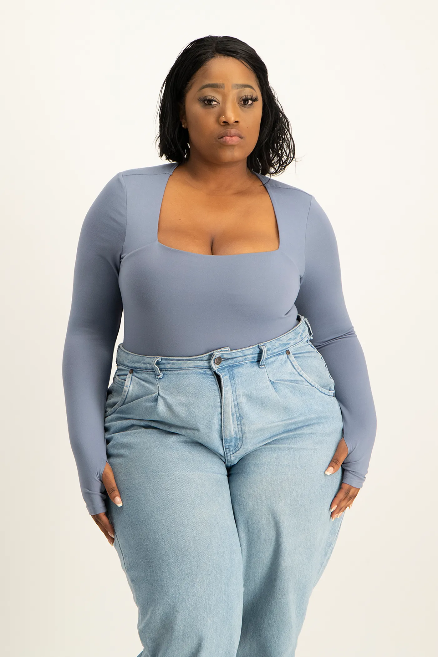Giana Square Neck Bodysuit - Flintstone