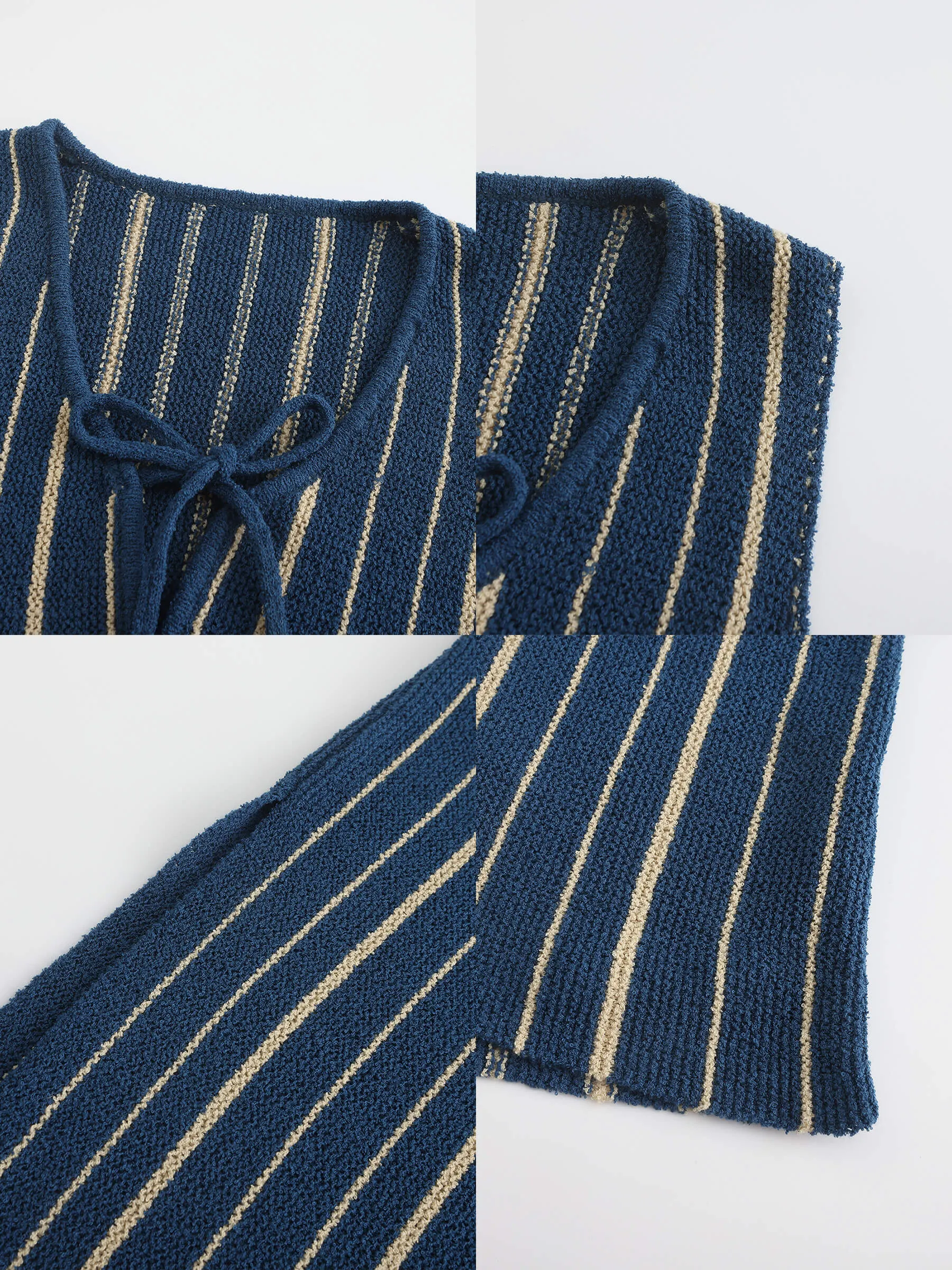 High Slit Striped Knit Sleeveless Dress