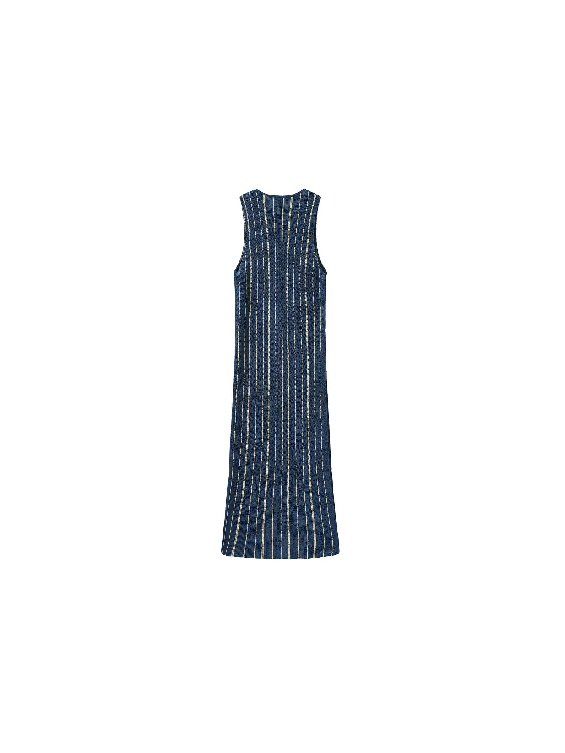 High Slit Striped Knit Sleeveless Dress