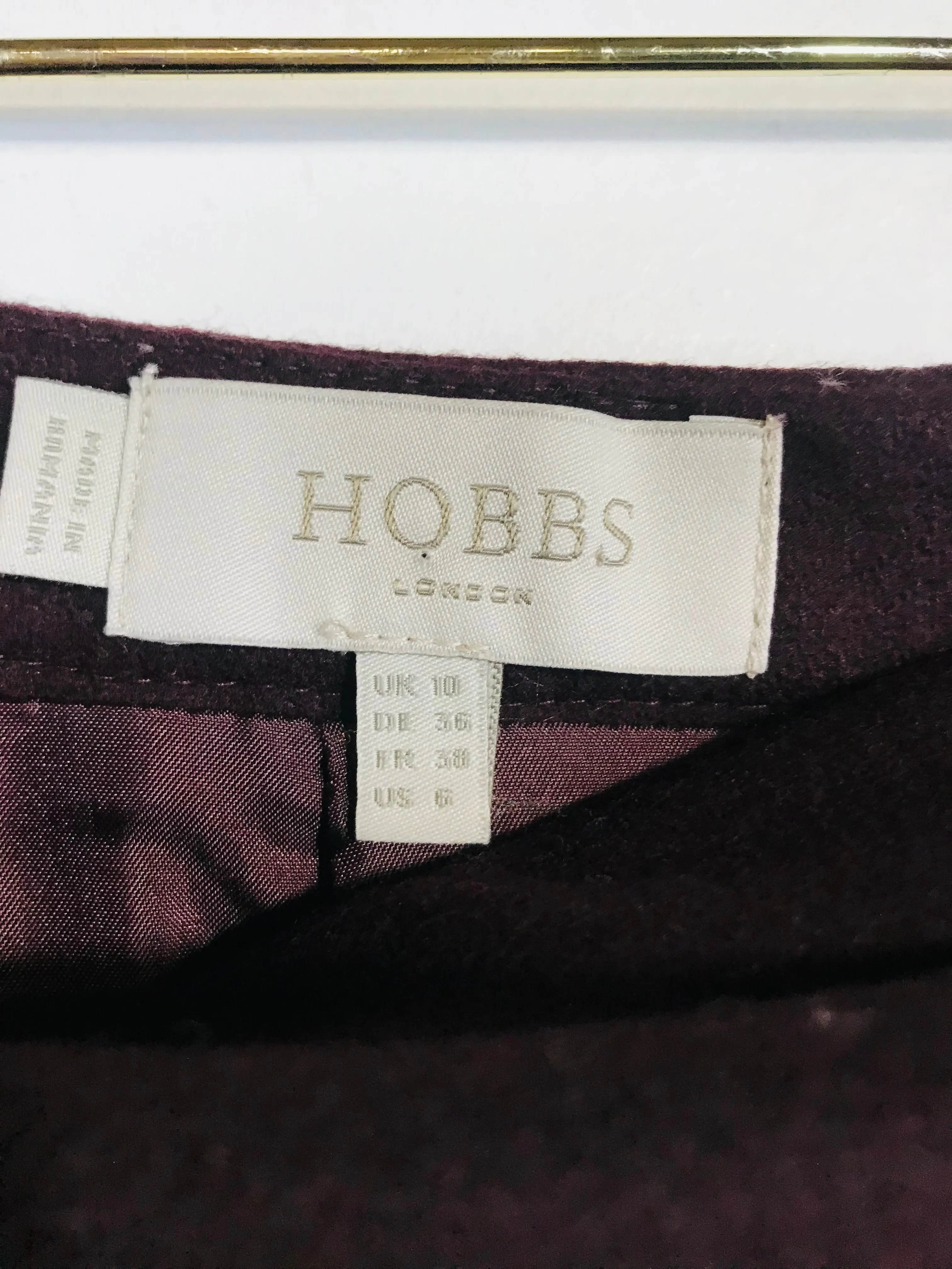 Hobbs Women's Wool High Waisted Pencil Skirt | UK10 | Purple