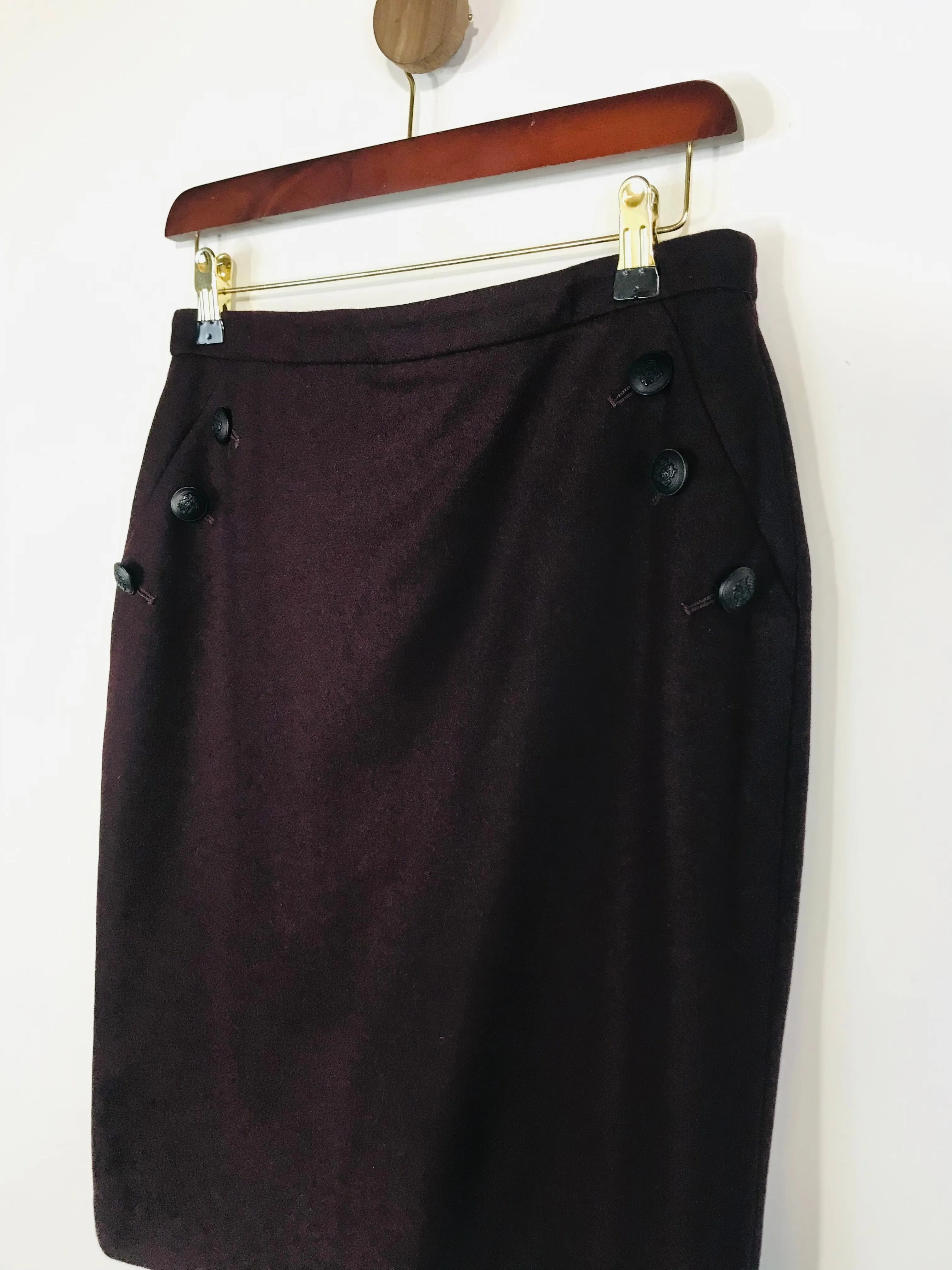 Hobbs Women's Wool High Waisted Pencil Skirt | UK10 | Purple
