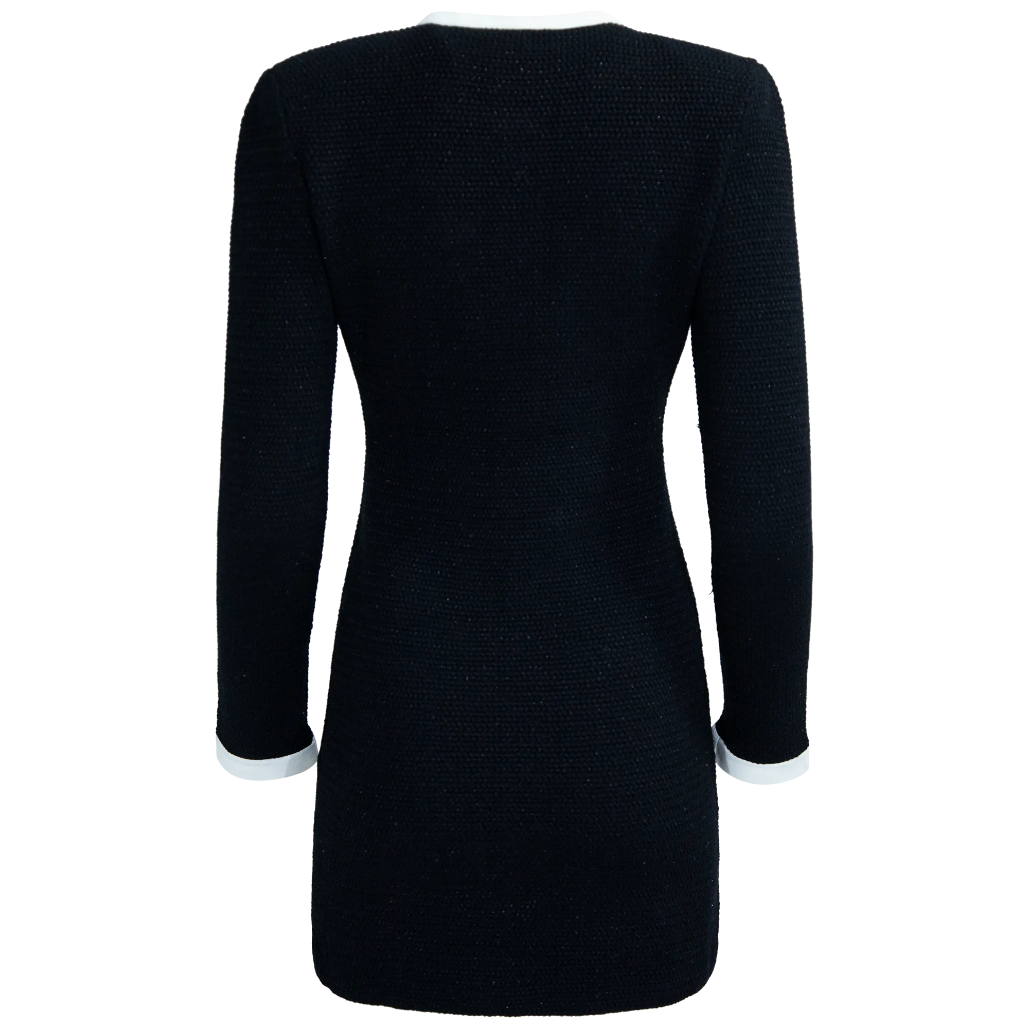 Knit Contrast Collar Mini Dress - Black