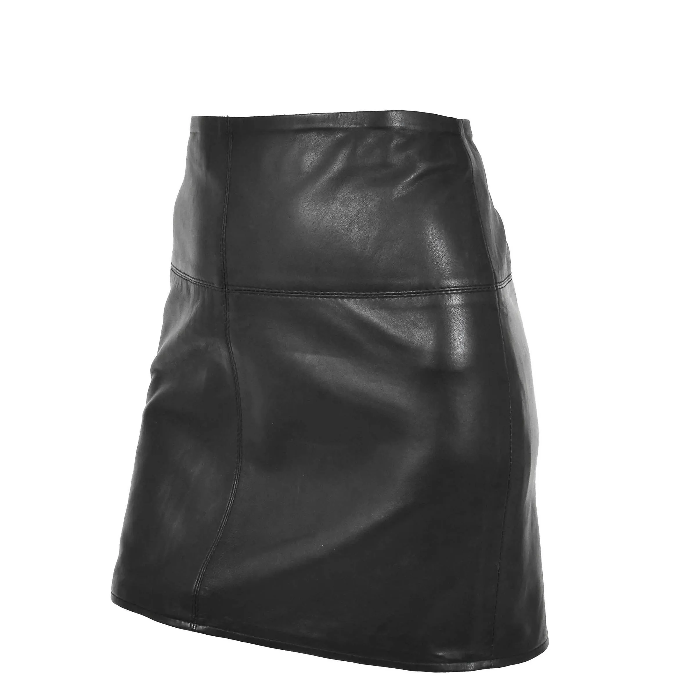 Ladies Leather 16inch Mini Length Pencil Skirt SKT5 Black
