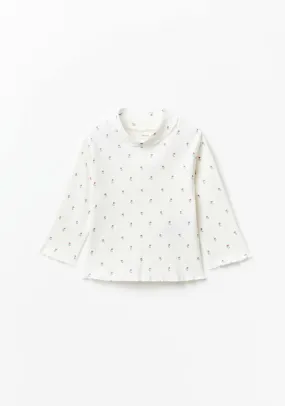 Long Sleeve Floral Polo Tshirt - Blue