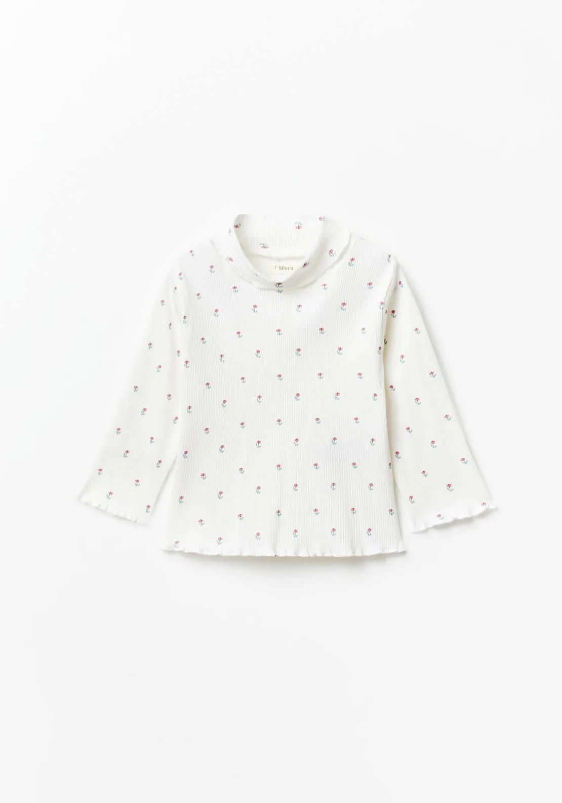 Long Sleeve Floral Polo Tshirt - Blue