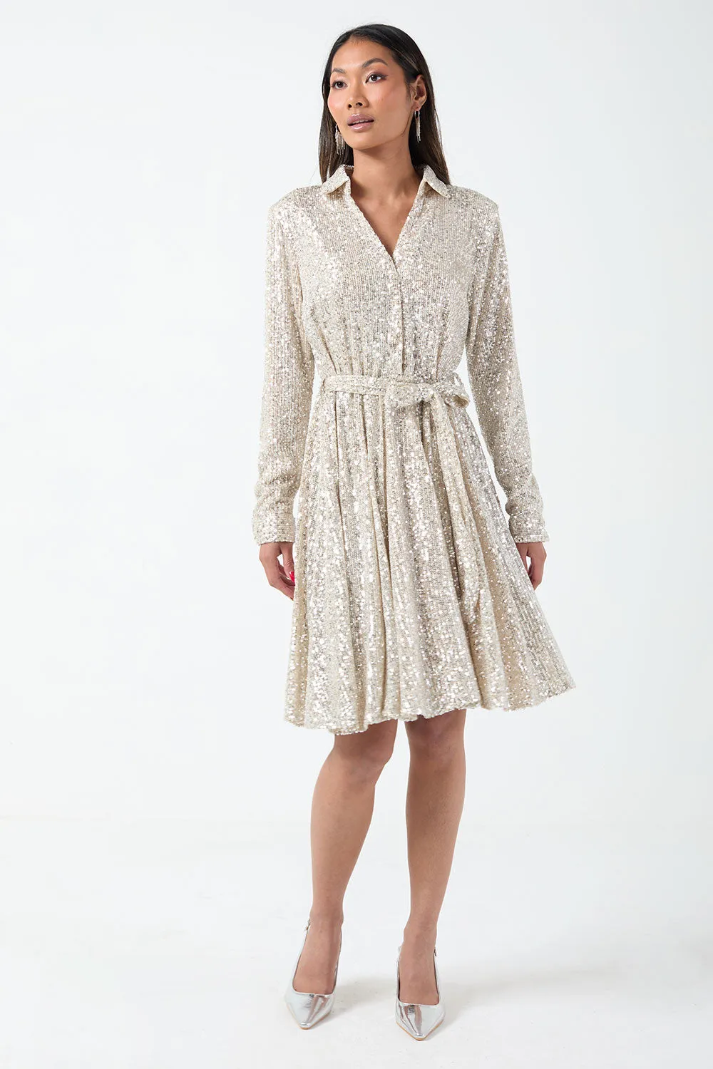 Marc Angelo Sequin shirt dress
