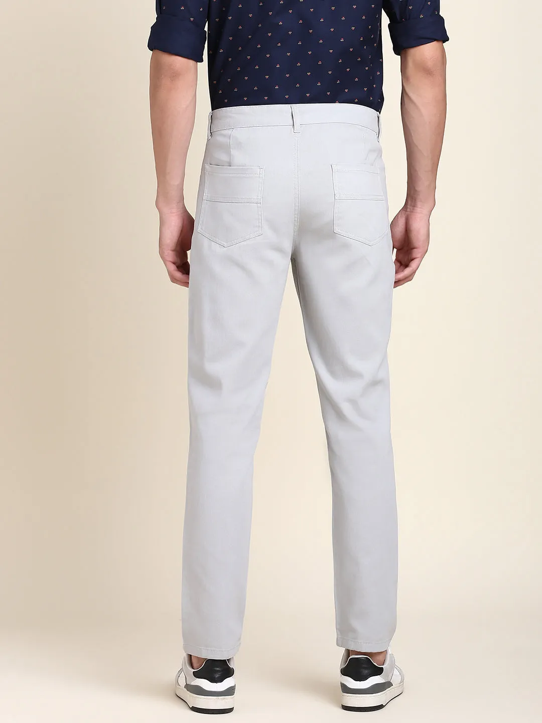 Men's Light Grey Solid Chino