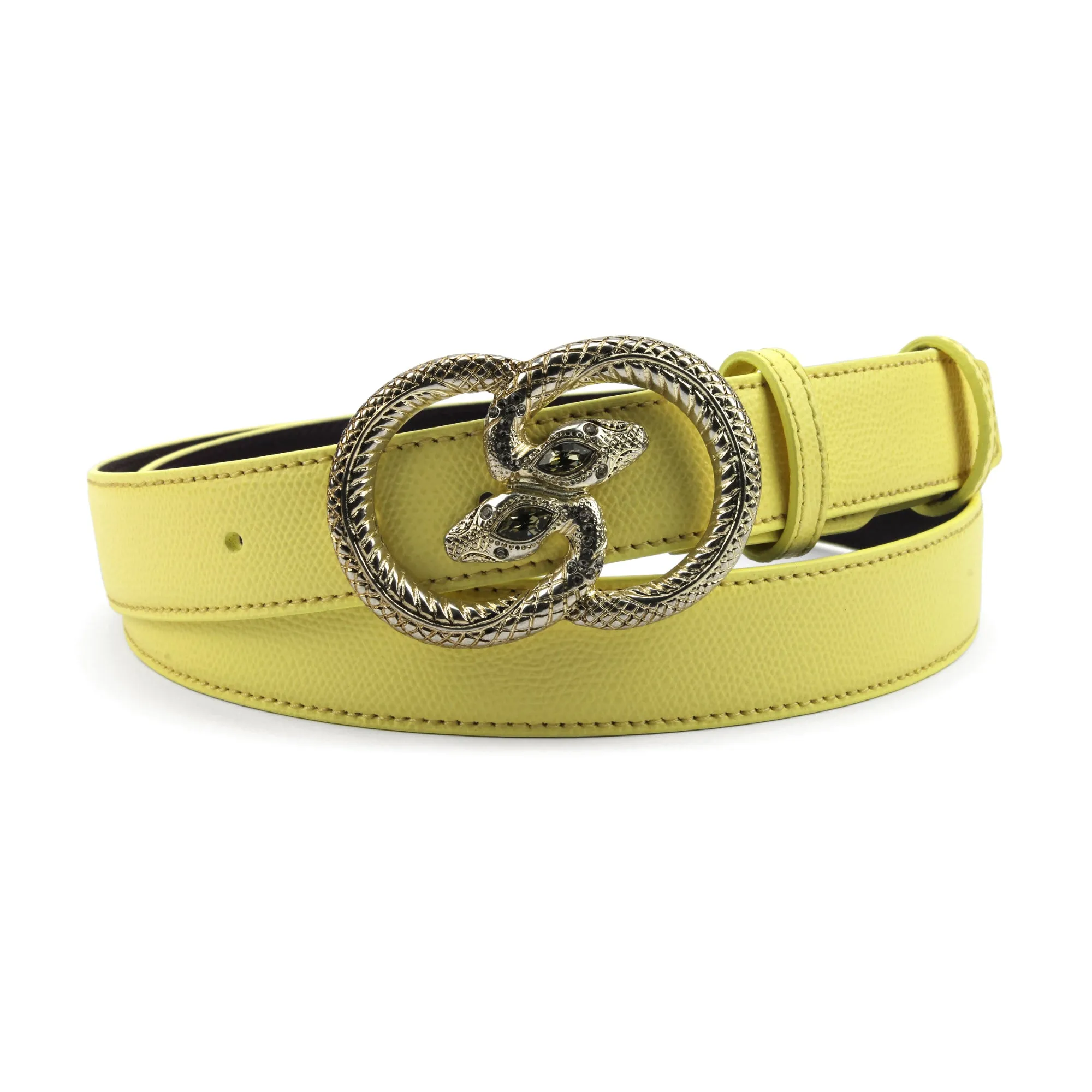 Narrow Lemon Novak Style Crystal Snake Belt