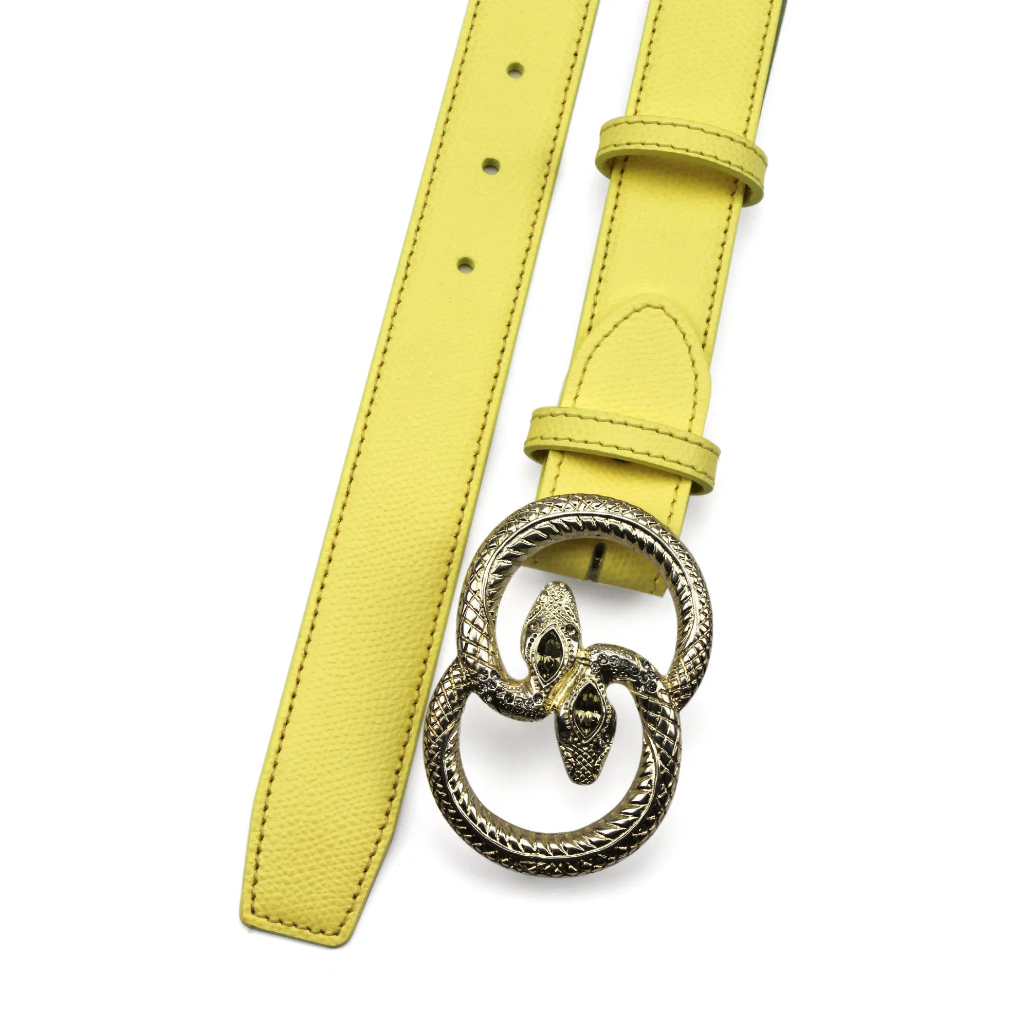 Narrow Lemon Novak Style Crystal Snake Belt