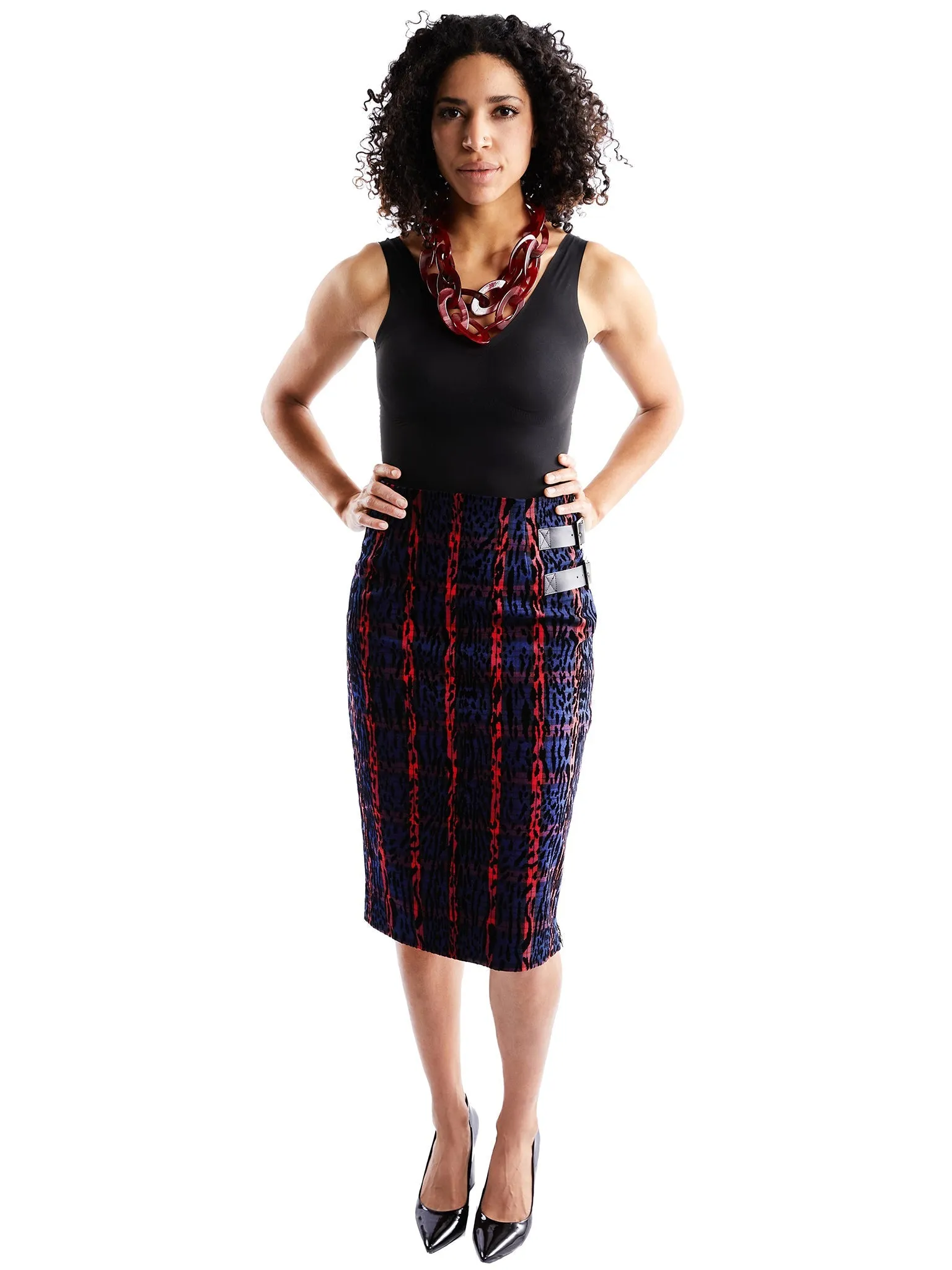 Pencil Skirt in Leopard and Plaid