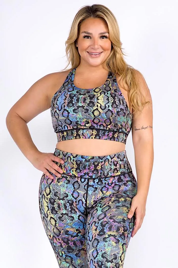 Rainbow Snakeskin Sports Bra