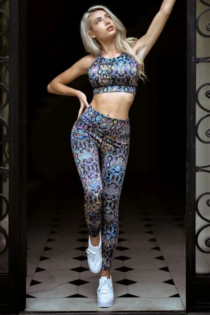 Rainbow Snakeskin Sports Bra