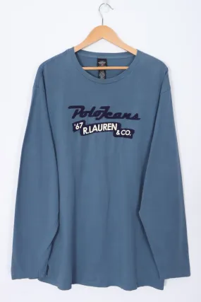 RALPH LAUREN POLO JEANS Spell Out Patch Logo Long Sleeve T-Shirt (XL)