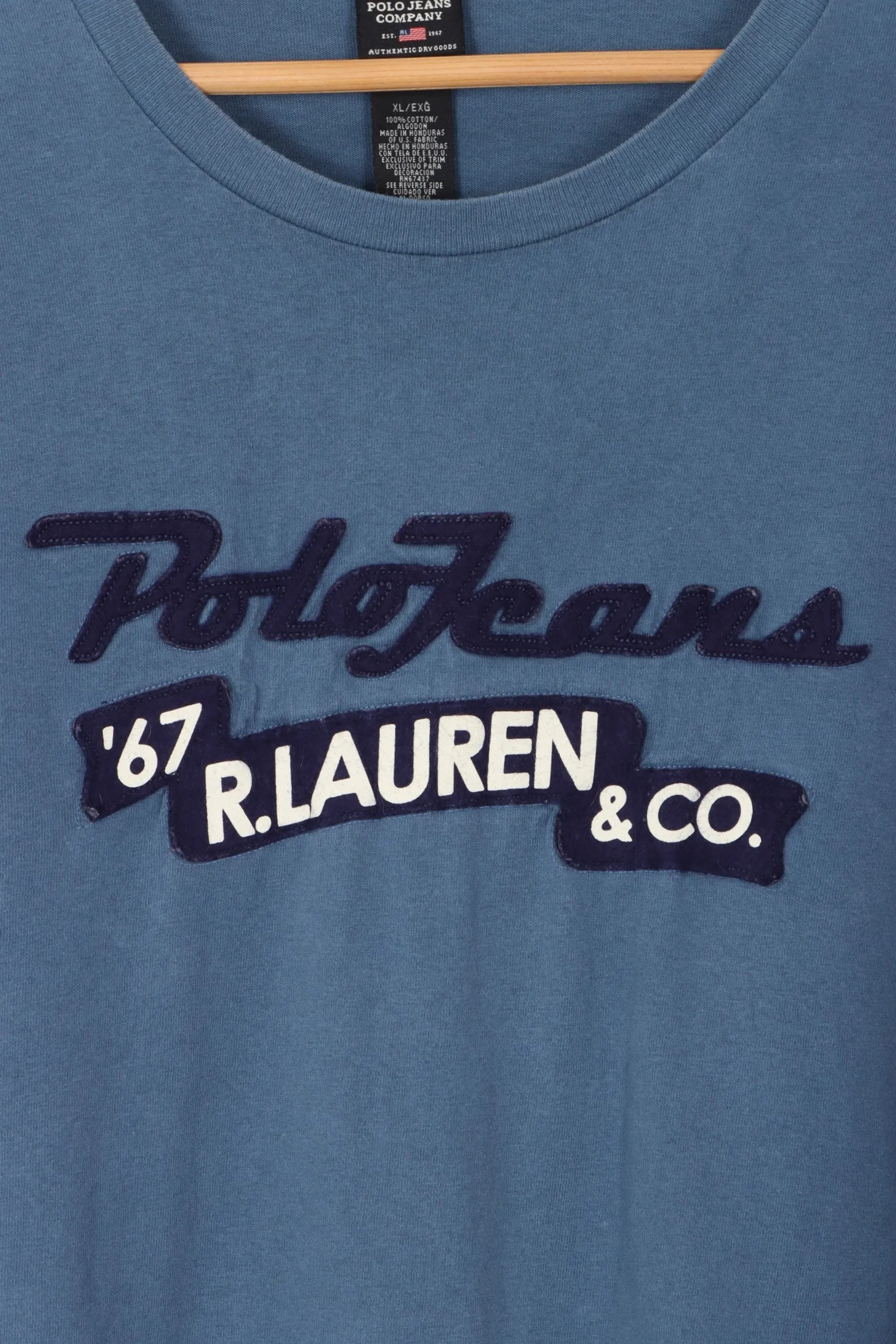 RALPH LAUREN POLO JEANS Spell Out Patch Logo Long Sleeve T-Shirt (XL)