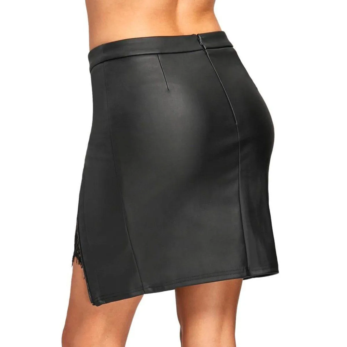 Sexy Lace Leather Skirt