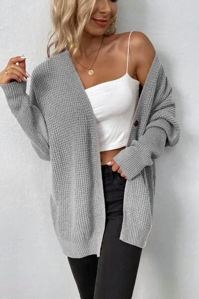 Shoreline Boutique Open Front Buttoned Cardigan