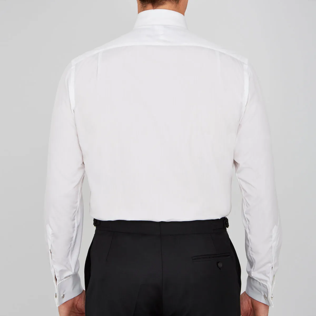 White Sea Island Quality Cotton Dress Shirt with T&A Collar and Double Cuffs