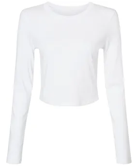 Womens micro rib long sleeve baby t-shirt | Solid White Blend