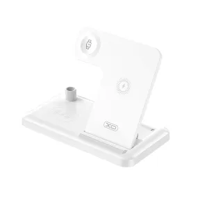 XO WX033 4-in-1 Foldbar Trådløs Oplader 15W - Hvid