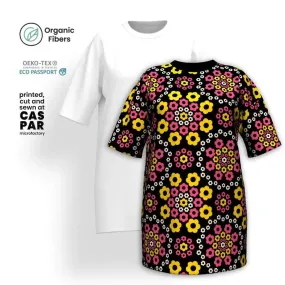 YESTERDAY pink yellow - T-shirt dress (organic cotton)